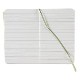 Fabriano EcoQua Plus Stitch-Bound Notebook - Lime, 3-1/2" x 5-1/2", Lined, open