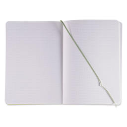 Fabriano EcoQua Plus Stitch-Bound Notebook - Lime, 5-4/5" x 8-1/4", Dot Grid, open