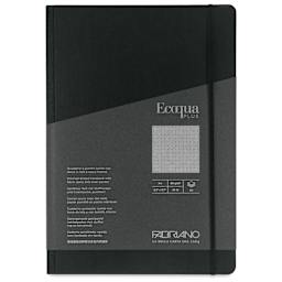 Fabriano Ecoqua Plus Fabric-Bound Notebook - Black, 8-1/4" x 11-7/10", Dot Grid, front cover