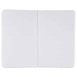 Fabriano Ecoqua Plus Fabric-Bound Notebook - Black, 3-1/2" x 5-1/2", Dot Grid, open