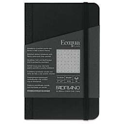 Fabriano Ecoqua Plus Fabric-Bound Notebook - Black, 3-1/2" x 5-1/2", Dot Grid, front cover
