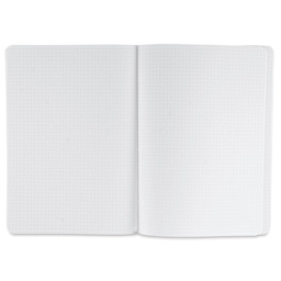 Fabriano Ecoqua Plus Fabric-Bound Notebook - Black, 5-4/5" x 8-1/4", Dot Grid, open