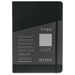 Fabriano Ecoqua Plus Fabric-Bound Notebook - Black, 5-4/5" x 8-1/4", Dot Grid, front cover