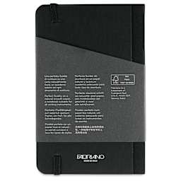 Fabriano Ecoqua Plus Fabric-Bound Notebook - Black, 3-1/2" x 5-1/2", Lined, back cover