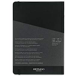 Fabriano Ecoqua Plus Fabric-Bound Notebook - Black, 5-4/5" x 8-1/4", Lined, back cover