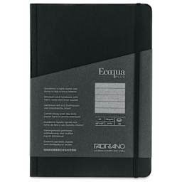 Fabriano Ecoqua Plus Fabric-Bound Notebook - Black, 5-4/5" x 8-1/4", Lined, front cover