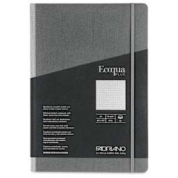 Fabriano Ecoqua Plus Fabric-Bound Notebook - Grey, 8-1/4" x 11-7/10", Dot Grid, front cover