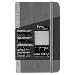 Fabriano Ecoqua Plus Fabric-Bound Notebook - Grey, 3-1/2" x 5-1/2", Dot Grid, front cover