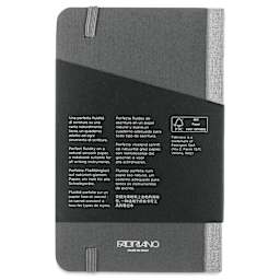Fabriano Ecoqua Plus Fabric-Bound Notebook - Grey, 3-1/2" x 5-1/2", Lined, back cover