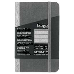Fabriano Ecoqua Plus Fabric-Bound Notebook - Grey, 3-1/2" x 5-1/2", Lined, front cover