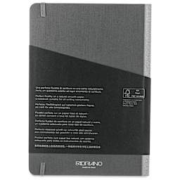 Fabriano Ecoqua Plus Fabric-Bound Notebook - Grey, 5-4/5" x 8-1/4", Lined, back cover