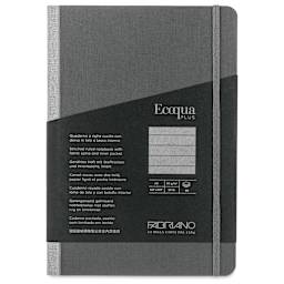 Fabriano Ecoqua Plus Fabric-Bound Notebook - Grey, 5-4/5" x 8-1/4", Lined, front cover