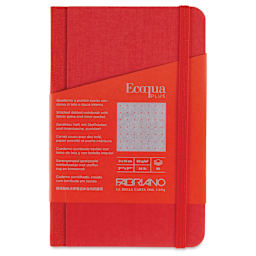 Fabriano Ecoqua Plus Fabric-Bound Notebook - Red, 3-1/2" x 5-1/2", Dot Grid, front cover