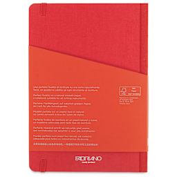 Fabriano Ecoqua Plus Fabric-Bound Notebook - Red, 5-4/5" x 8-1/4", Dot Grid, back cover