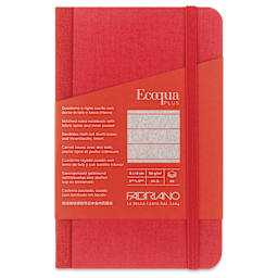 Fabriano Ecoqua Plus Fabric-Bound Notebook - Red, 3-1/2" x 5-1/2", Lined, front cover