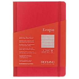 Fabriano Ecoqua Plus Fabric-Bound Notebook - Red, 5-4/5" x 8-1/4", Lined, front cover