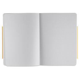 Fabriano Ecoqua Plus Fabric-Bound Notebook - Yellow, 5-4/5" x 8-1/4", Dot Grid, open