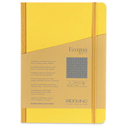 Fabriano Ecoqua Plus Fabric-Bound Notebook - Yellow, 5-4/5" x 8-1/4", Dot Grid, front cover