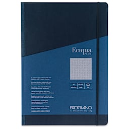 Fabriano Ecoqua Plus Fabric-Bound Notebook - Navy, 8-1/4" x 11-7/10", Dot Grid, front cover