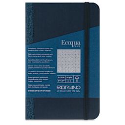 Fabriano Ecoqua Plus Fabric-Bound Notebook - Navy, 3-1/2" x 5-1/2", Dot Grid, front cover