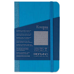 Fabriano Ecoqua Plus Fabric-Bound Notebook - Turquoise, 3-1/2" x 5-1/2", Dot Grid, front cover