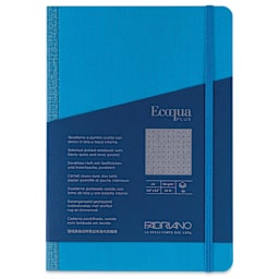 Fabriano Ecoqua Plus Fabric-Bound Notebook - Turquoise, 5-4/5" x 8-1/4", Dot Grid, front cover
