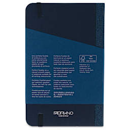 Fabriano Ecoqua Plus Fabric-Bound Notebook - Navy, 3-1/2" x 5-1/2", Lined, back cover