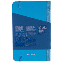 Fabriano Ecoqua Plus Fabric-Bound Notebook - Turquoise, 3-1/2" x 5-1/2", Lined, back cover