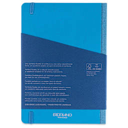 Fabriano Ecoqua Plus Fabric-Bound Notebook - Turquoise, 5-4/5" x 8-1/4", Lined, back cover