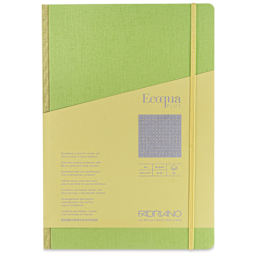Fabriano Ecoqua Plus Fabric-Bound Notebook - Lime, 8-1/4" x 11-7/10", Dot Grid, front cover