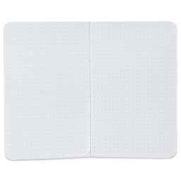 Fabriano Ecoqua Plus Fabric-Bound Notebook - Lime, 3-1/2" x 5-1/2", Dot Grid, open