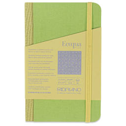 Fabriano Ecoqua Plus Fabric-Bound Notebook - Lime, 3-1/2" x 5-1/2", Dot Grid, front cover