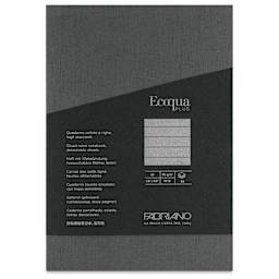 Fabriano Ecoqua Plus Glue-Bound Notebook - Grey, 5-4/5" x 8-1/4", Lined, front cover