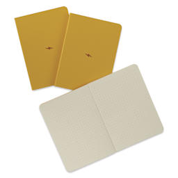 Leuchtturm1917 Bullet Journal Pocket Edition, Yellow, Pkg of 3, one journal open