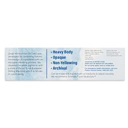 Great White Artist Oil Paint - White, 150 ml Tube back of packaging