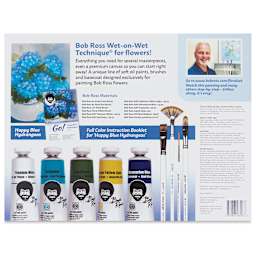 Bob Ross Grab and Go Floral Paint Kit - Happy Blue Hydrangeas back of package