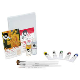 Bob Ross Grab and Go Floral Paint Kit - Sunny Yellow Iris set contents