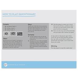 Quicktionary - Inside spread of instructions on how to play game