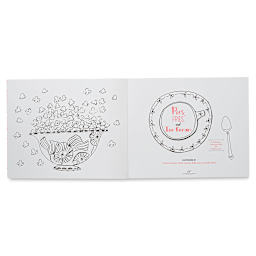 Pies, Fries, and Ice Cream: A Delicious Coloring Book for Food Lovers - Title page with popcorn