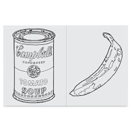 Andy Warhol Coloring Book - Inside spread showing soup can and banana