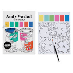 Mudpuppy Watercolor Paint-In Kit - Andy Warhol, front of packaging and open set