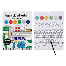 Mudpuppy Watercolor Paint-In Kit - Frank Lloyd Wright, front of packaging and open kit