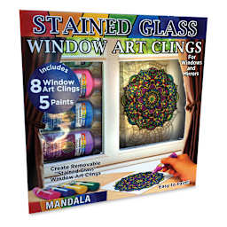 Joy of Coloring Stain Glass Window Art Cling Kit - Angled view of package