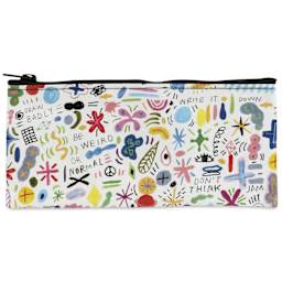 Blue Q Zipper Pencil Pouch - Doodle Party, 8-1/2" x 4-1/4"