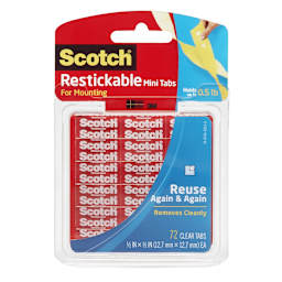 Scotch Reusable Mounting Sheet, Strips & Tabs .5" x .5" Tabs, 72/Pkg. - Peggable