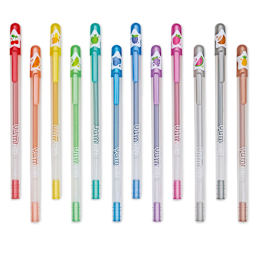 Ooly Yummy Yummy Scented Glitter Gel Pens - Component of 12 pc set shown upright in staggered row