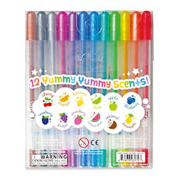 Ooly Yummy Yummy Scented Glitter Gel Pens -  View of back of package of set of 12