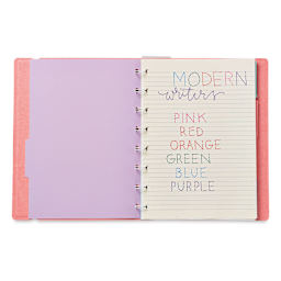 Ooly Fine Line Colored Gel Pens - Set of 6 (notebook open listing pen colors)