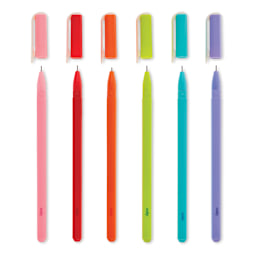 Ooly Fine Line Colored Gel Pens - Set of 6 (pens with caps off)
