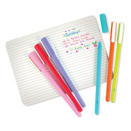 Ooly Fine Line Colored Gel Pens - Set of 6 (six pens with notebook)